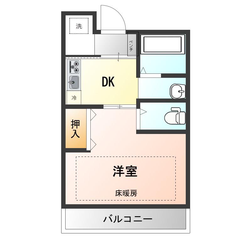 こもれび西浦和(1DK/3階)の間取り写真