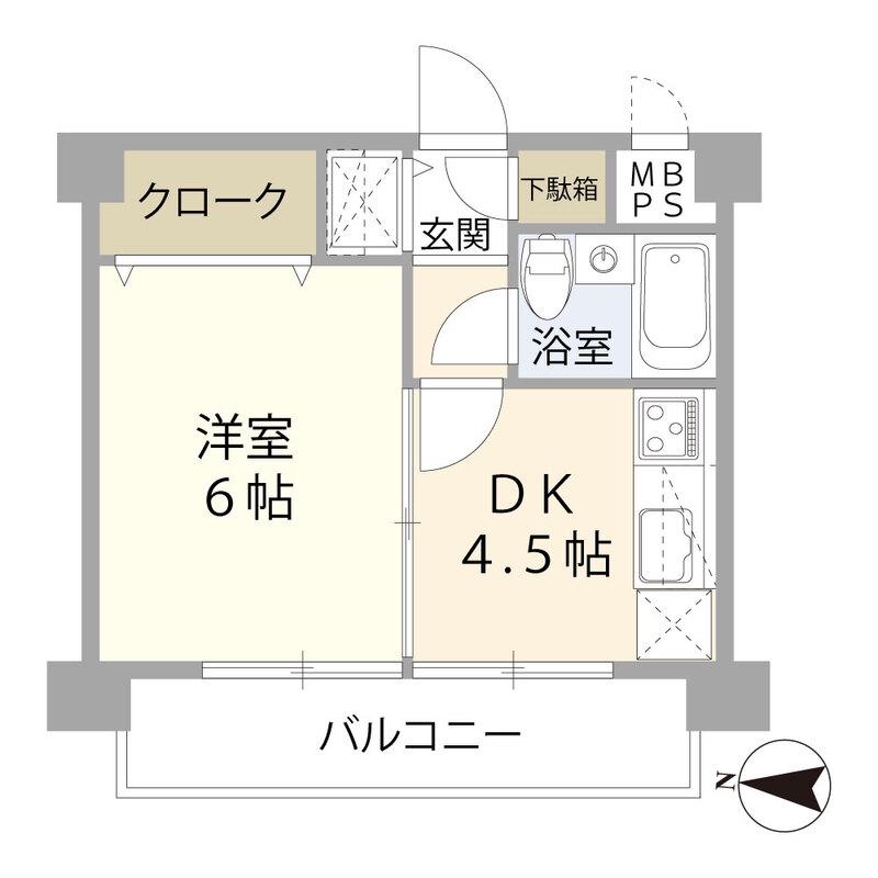 マック綱島コート(1DK/8階)の間取り写真