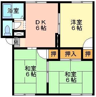 スカイハイツ(3DK/1階)の間取り写真