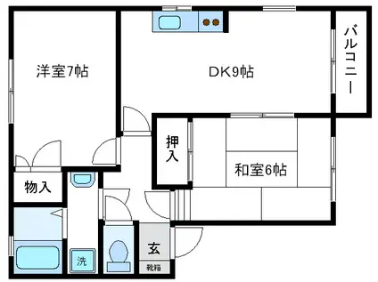 アミティエA(2DK/1階)の間取り写真