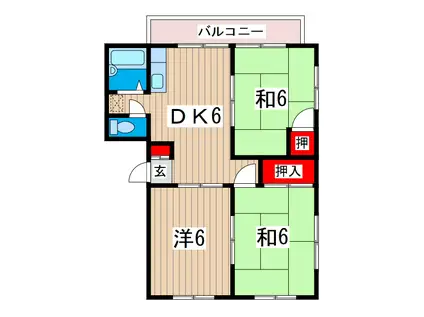 コーポ桜C(3DK/2階)の間取り写真