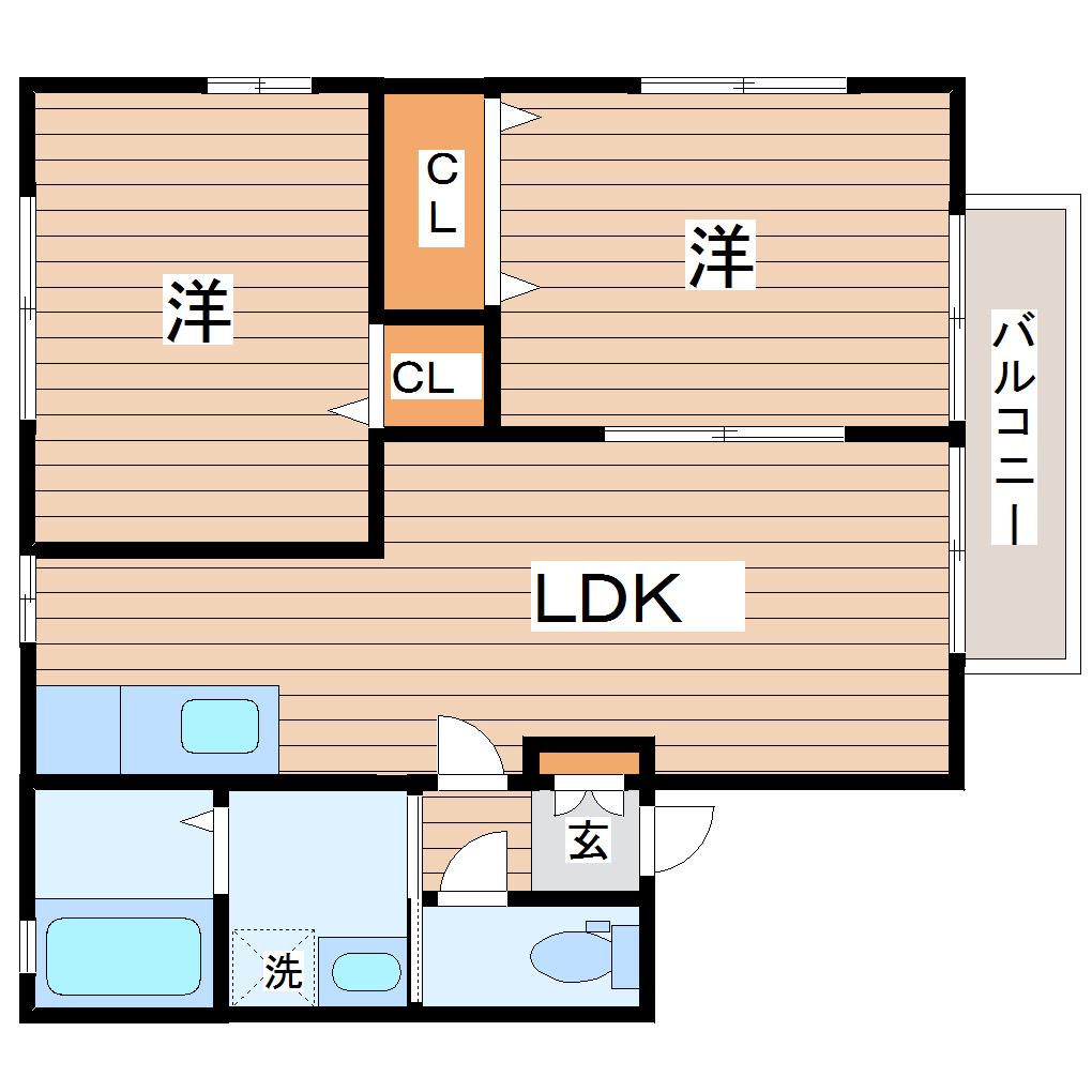 ハーモニー(2LDK/1階)の間取り写真