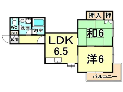 ジョリーメゾン甲子園(2DK/1階)の間取り写真