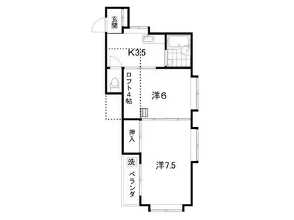 シティーハイツ邦立川(2K/2階)の間取り写真