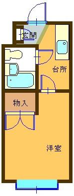 ヘリオス378谷保(1K/1階)の間取り写真