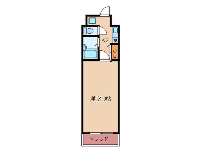 ソレアード薬院(1K/2階)の間取り写真