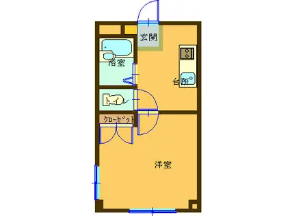 Kコート横路(1K/1階)の間取り写真