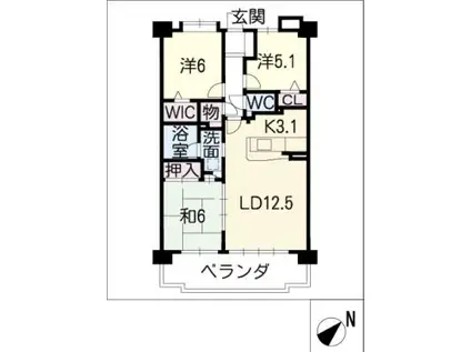ライオンズマンション東郷西館 502号(3LDK/5階)の間取り写真