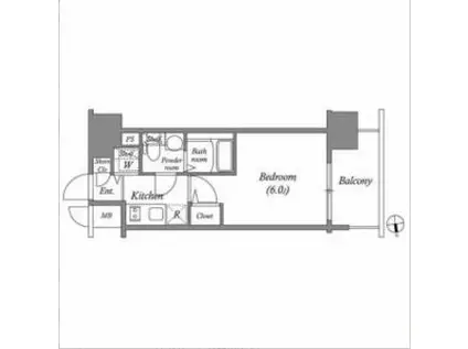 エスリード京橋桜ノ宮公園(1K/13階)の間取り写真