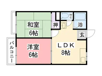 モアクレスト和気B(2LDK/1階)の間取り写真