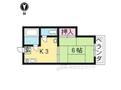 コスモ桂(1K/1階)の間取り写真