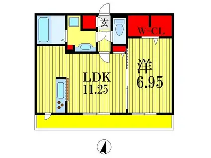 京成千原線 千葉寺駅 徒歩5分 3階建 築6年(1LDK/3階)の間取り写真