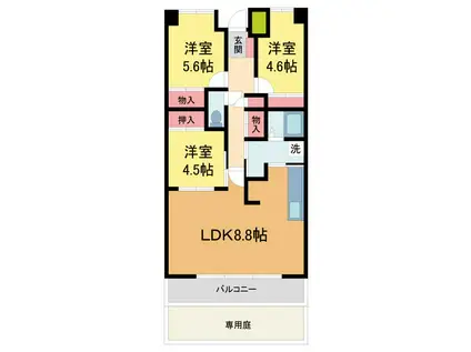 宝塚ガーデンハウス(2LDK/1階)の間取り写真