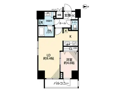 プレール・ドゥーク文京湯島(1LDK/3階)の間取り写真