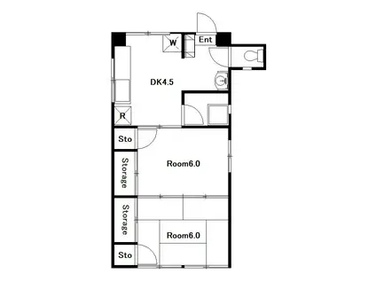 大井ビル(2DK/4階)の間取り写真