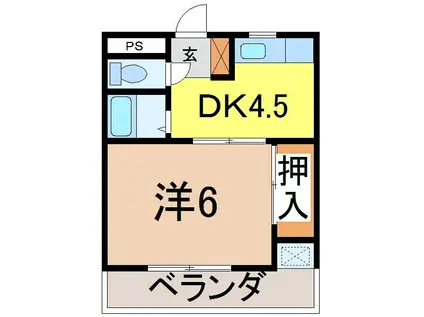 大嶽マンション(1DK/1階)の間取り写真