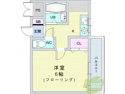 コウヨウ井口堂(1K/3階)の間取り写真