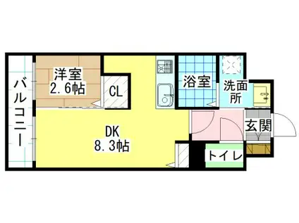 ルネッサンス21小倉東(1LDK/6階)の間取り写真