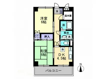 津山マンション(2DK/7階)の間取り写真