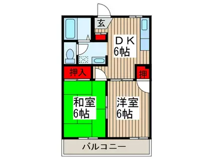 ハイツひかり(2DK/2階)の間取り写真