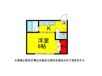 おひさまハイツ富里(1K/2階)の間取り写真