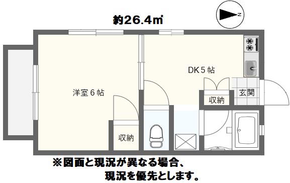 サンハイツかね田(1DK/2階)の間取り写真