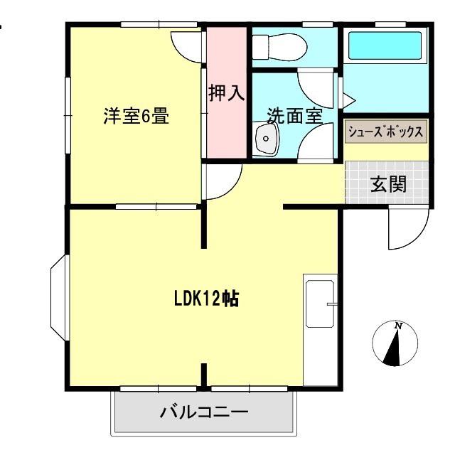 スリーエトワールB棟(1LDK/2階)の間取り写真