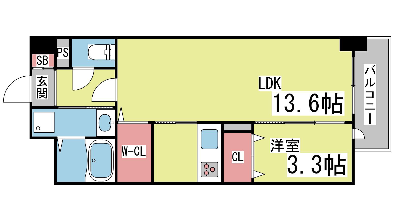 ヌーベルメゾン六甲(1LDK/5階)の間取り写真