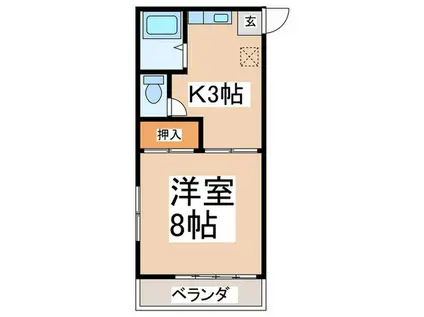 コーポかおるB棟(1K/2階)の間取り写真