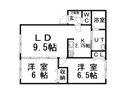 メゾンボヌール B(2LDK/1階)の間取り写真