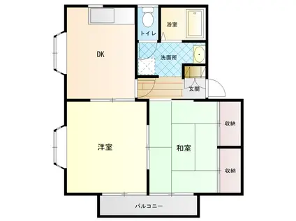 イーストヒルズ(2DK/1階)の間取り写真