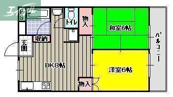 西川コーポ(2DK/6階)の間取り写真
