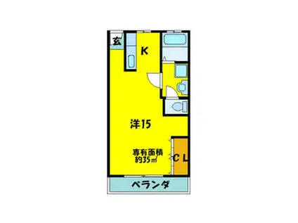 ドムール松原(ワンルーム/3階)の間取り写真