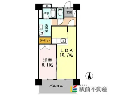 I・T・R(1LDK/6階)の間取り写真