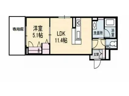 CASA PROSPERA(1LDK/1階)の間取り写真