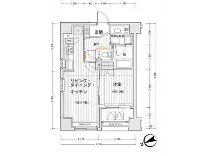 ドゥーエ銀座イーストI(1LDK/2階)の間取り写真