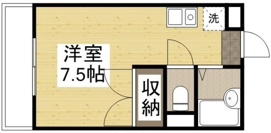 ソレイユ(1K/2階)の間取り写真