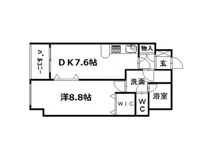 ローレルコート田町(1DK/8階)の間取り写真