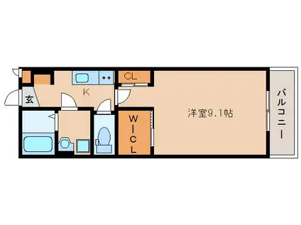 ジーメゾン法蓮町(1K/2階)の間取り写真