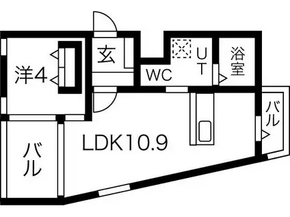 VILLA COZY(1LDK/5階)の間取り写真