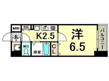 スワンズコート新神戸(1K/9階)の間取り写真