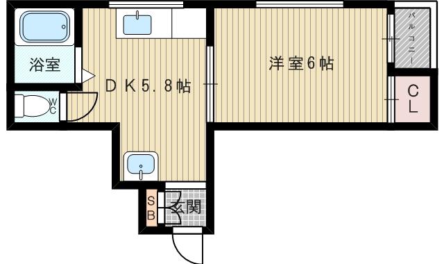 サンライフ菅原(1DK/4階)の間取り写真