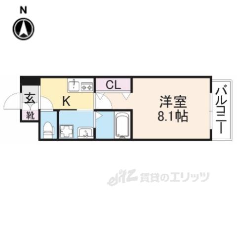 アンリシールⅢ(1K/5階)の間取り写真