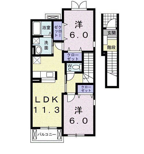 グランツ・ニムラ(2LDK/2階)の間取り写真