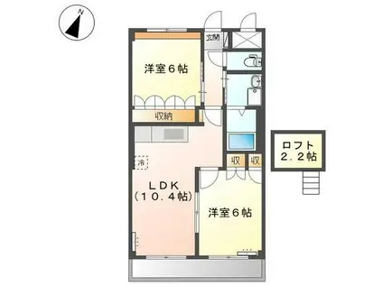 プランドール安樹(2LDK/2階)の間取り写真