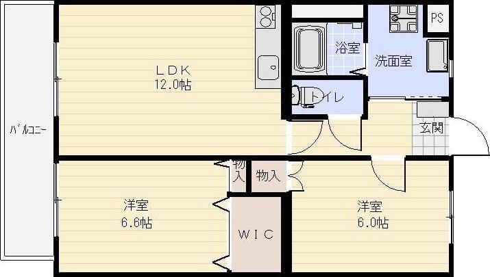 アスティオンIII(2LDK/1階)の間取り写真