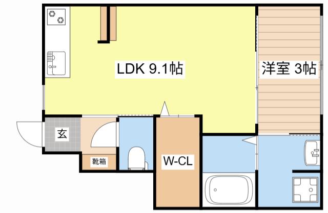 グリシーヌ竜田(1LDK/1階)の間取り写真