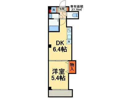 金太郎ヒルズ70(1DK/5階)の間取り写真
