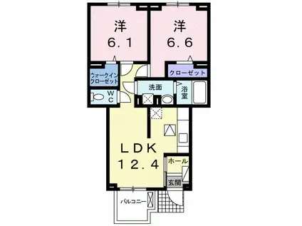 レイクサイドTERU(2LDK/1階)の間取り写真