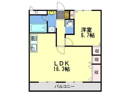 ホーミーハイツ湯川(1LDK/1階)の間取り写真